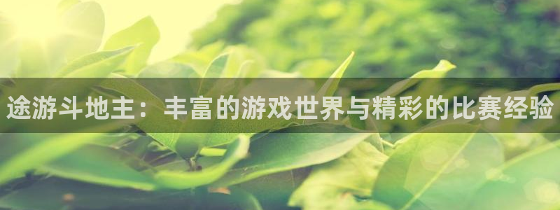 杜邦娱乐平台注册：途游斗地主：丰富的游戏世界与精彩的比赛经验